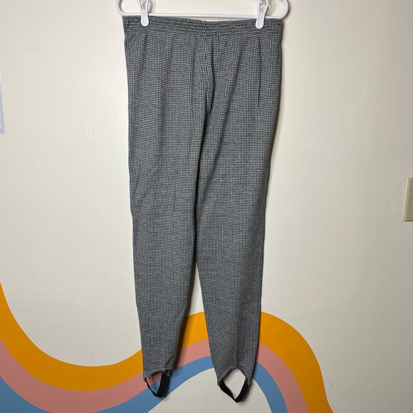 Vtg 80s 90s Houndstooth Pants Women's Large Black White Pull On Stretch - Picture 7 of 7
